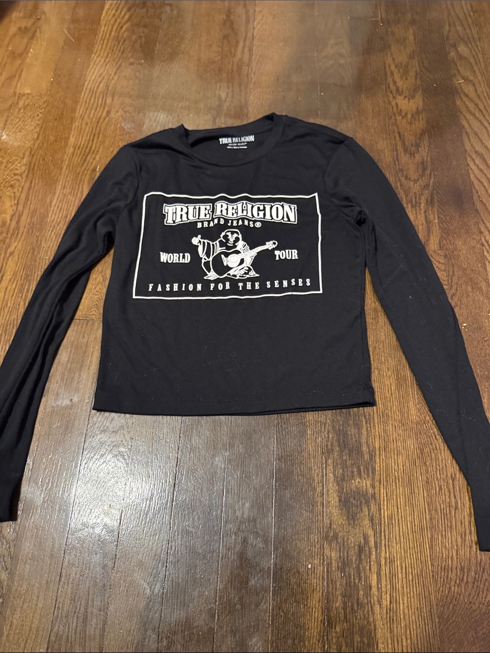 True Religion Black Long Sleeve Graphic Logo Tee